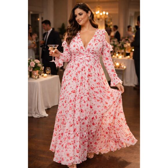 Mac Duggal Dresses & Skirts - New with Tags Mac Duggal Floral Maxi Dress Size 12 Pink Poppy Print Formal